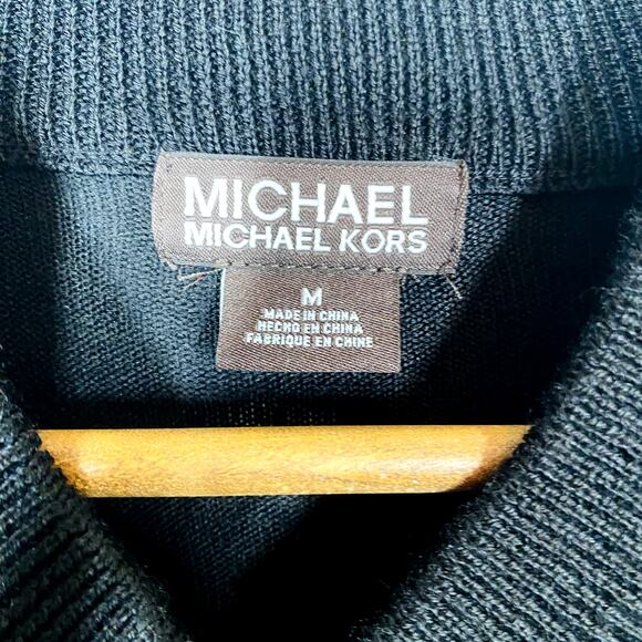 Michael Kors Wool Blend Windbreaker Sleeve Jacket Black Casual Mock Neck Slim M - Picture 4 of 6